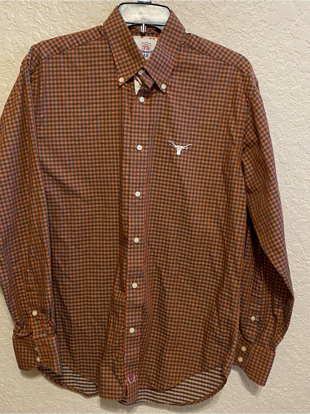 Thomas Dean Men’s Texas Longhorns Check Button-Down Shirt Small 🤘🏻